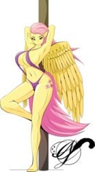 anthro fluttershy_(mlp) friendship_is_magic my_little_pony straight_hair stripper_pole swimsuit xlblackinklx