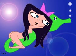 1girls black_hair blue_eyes bow disney female helix human isabella_garcia-shapiro nipples phineas_and_ferb small_breasts tagme what young