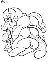 3girls anus apple_bloom_(mlp) black_and_white cutie_mark_crusaders female friendship_is_magic megasweet mlp my_little_pony no_color pussy scootaloo_(mlp) smooth_skin sweetie_belle_(mlp) vagina younger_female younger_woman zekromlover