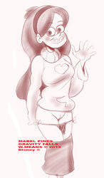 1girls 2012 disney disney_channel female female_only gravity_falls mabel_pines monochrome pussy solo straight_hair tagme worthy_means