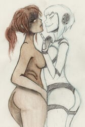 chell female glados glados_(humanoid) portal_(series) tagme vwolfgang yuri