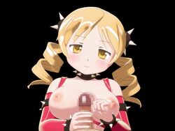 1girls alternate_costume animated areolae blonde_hair blush censored drill_hair huge_breasts looking_at_viewer mahou_shoujo_madoka_magica penile_masturbation rubbing_penis seismic spiked_bracelet spiked_collar tagme teasing tomoe_mami twintails yellow_eyes