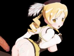 1girls after_sex animated areolae blonde_hair breast_cutout censored cum_on_back cum_on_lower_body drill_hair huge_breasts looking_back mahou_shoujo_madoka_magica seismic tagme tomoe_mami twintails yellow_eyes