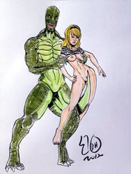 2012 anthro celebrity curt_connors dragonhorse10 emma_stone green-skinned_male green_scales gwen_stacy gwen_stacy_(tasm) imminent_rape interspecies lizard male marvel marvel_comics nipples reptile_humanoid spider-man_(series) the_amazing_spider-man_(film) the_lizard_(marvel)