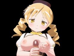 1girls animated areolae blonde_hair blush breast_cutout censored drill_hair holding_penis huge_breasts just_the_tip looking_at_penis mahou_shoujo_madoka_magica seismic smile tagme teasing tomoe_mami twintails yellow_eyes