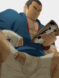 bara censored facial_hair foreskin kfutaba leg_hair male male_only muscle muscles partially_clothed penis solo tenchu tesshu_fujioka