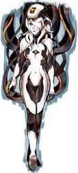 1girls 2012 antiheld breasts female glados machine pale-skinned_female pale_skin portal_(series) robot smile solo standing tabletorgy tagme thighs walking white_background white_hair white_skin yellow_eyes