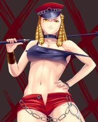 artist_request athletic athletic_female blonde_hair busty capcom crop_top drill_hair female female_focus female_only final_fight hourglass_figure karin_kanzuki long_hair poison_(final_fight)_(cosplay) skimpy skimpy_clothes standing street_fighter street_fighter_alpha tagme wide_hips