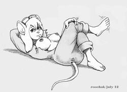 2012 anthro anthrofied chip_'n_dale_rescue_rangers disney gadget_hackwrench monochrome nipples roochak