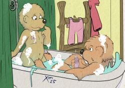 bathroom bathtub berenstain_bears brother_and_sister ejaculation erection incest nude penis water xoti_(artist) young