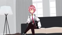 2girls 3d animated ass_focus butt_crush clothed_female female_only giantess jeans large_ass larger_female pink_hair rabbit_girl size_difference smaller_female smooshysmushy smothering tagme takane_lui unaware usada_pekora video vtuber