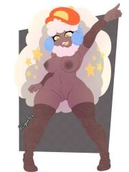 absurd_res big_breasts breasts clothing female generation_5_pokemon genitals hair hi_res humanoid irgramfox mammal nintendo open_mouth panceschy panceschy_(donutella) pokemon pokemon_(species) pussy simple_background solo whimsicott