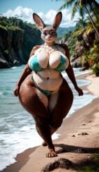 ai_generated animated anthro anthro_female beach bikini bottom_heavy bouncing_breasts chubby curvy fleshcrafter fur furry furry_female huge_breasts huge_hips judy_hopps massive_thighs realistic_fur sagging_breasts seductive tagme thick_thighs tropical video walking wide_hips zootopia