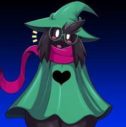 deltarune femboy glasses happy hat horns nobody147 ralsei ralsei_with_black_fur scarf thick_thighs undertale undertale_(series)