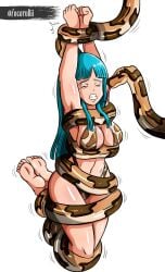 bikini coiled coiled_up coiling coiling_around_body dragon_ball_z jungle jungle_girl maron python snake solo squeeze squeezed swimsuit vore zocorukii