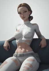 ai_generated belly_button clone_wars duchess_eugene midriff padme_amidala smiling smiling_at_viewer star_wars tagme torn_clothes torn_clothing tummy