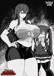 2025 alternate_universe breast_awe breast_envy fairy_tail height_difference huge_breasts mogging monochrome petite size_difference thegoldensmurf twintails wendy_marvell