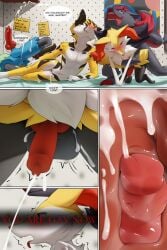 andromorph animal_genitalia animal_penis anthro balls_deep bodily_fluids braixen canine_genitalia canine_penis cum cum_in_ass cum_inside cumshot cuntboy doggy_style ejaculation from_behind_position generation_4_pokemon generation_5_pokemon generation_6_pokemon genital_fluids genitals hi_res intersex leaking leaking_anus leaking_cum leaking_pussy lucario male male/male nintendo open_mouth penetration penis pokemon pokemon_(species) sex steel_cat steel_cat_(character) zoroark