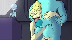 16:9 1boy 2d 2d_(artwork) 2girls absurd_res arms_behind_back big_balls big_penis blue_hair blue_pearl_(steven_universe) blue_skin blush cartoon_network colored gem_(species) hand_on_thigh hands_on_face hands_on_hips huge_balls huge_cock imminent_sex isketch_smut labradorite_(isketch_smut) looking_at_viewer original_character shaded smile steven_universe tongue_out wide_hips yellow_hair yellow_pearl_(steven_universe) yellow_skin