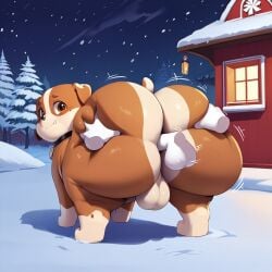 ai_generated ass big_ass bubble_butt bulldog buttjob canine cocker_spaniel feral huge_ass hyper hyper_ass male nickelodeon paw_patrol rubble_(paw_patrol) west_highland_white_terrier