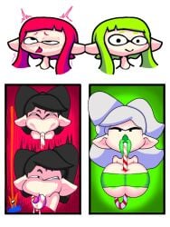 2024 4girls 5_fingers ahe_gao ahegao_face big_ass big_breasts callie_(splatoon) candy candy_cane cephalopod cephalopod_humanoid christmas comedy fellatio fellatio_gesture female funny futanari_disguised humor inkling inkling_girl marie_(splatoon) paizuri paizuri_fellatio splatoon suggestive suggestive_gesture tagme thehoarder00 tongue tongue_out