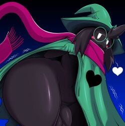 1boy deltarune embarrassed femboy glasses hat nobody147 penis ralsei ralsei_with_black_fur scarf thick_thighs undertale undertale_(series) wide_hips