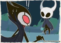 ambiguous_gender anal anal_sex anthro arthropod ass balls black_body black_eyes bodily_fluids breasts canid canine clothing digital_media_(artwork) duo erection fur genital_fluids genitals grimm_(hollow_knight) hi_res hollow_knight hollow_knight_(character) horn humanoid insects male male/male male_penetrated male_penetrating male_penetrating_male mammal notsafeforwanking nude penetration penile penis sex team_cherry text the_knight_(hollow_knight) vessel_(species)