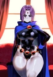 ai_generated ass ass_focus big_ass big_breasts big_butt big_thighs dc dc_comics dijiai focus from_front_position front_view hand_on_hip hourglass_figure looking_at_viewer nsfw raven_(dc) round_ass round_butt teen_titans thick thick_ass thick_butt thick_legs thick_thighs thighs warner_brothers wide_hips