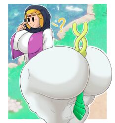 1girls belly_button big_ass big_breasts big_breasts big_thighs clothed clothed_female colonbey confused confused_look curvy curvy_figure echoes_of_wisdom hourglass_figure huge_ass huge_breasts huge_breasts huge_thighs looking_back nintendo object_between_ass princess_zelda question_mark solo solo_female the_legend_of_zelda the_legend_of_zelda:_echoes_of_wisdom voluptuous voluptuous_female zelda_(echoes_of_wisdom)