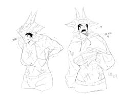 aatrox big_breasts bra darkin female jumper korean_text league_of_legends league_of_legends:_wild_rift muscular_female rule63 rule_63 scars sigh sketch solo solo_female sweater t_trap_p underboob