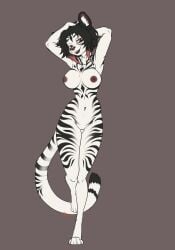 2025 absurd_res anthro breasts digital_media_(artwork) felid female fur hair hi_res looking_at_viewer mammal nipples nude open_mouth pantherine procreate_(artwork) rinkamo signature simple_background solo stripes tail tiger white_body