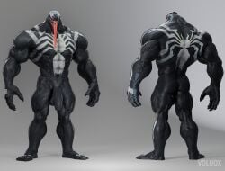 3d_(artwork) abs alien balls biceps digital_media_(artwork) genitals hi_res humanoid long_tongue male marvel muscular muscular_humanoid muscular_male pecs penis solo symbiote tongue vein veiny_penis venom_(marvel) voluox