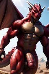 balls cock erect horns muscular naked nude red spikes tail wings