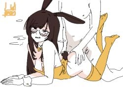 1boy 1boy1girl 1girls ahe_gao binary_drawing blush blush_lines brown_hair bunny bunny_ears bunny_girl bunny_tail bunnygirl bunnysuit dark-skinned_male dark_skin doggy_style dumb_girl enjoying enjoying_sex female femsub glasses grabbing grabbing_ass grabbing_from_behind helena_(lidipon) lidipon long_hair male oc orgasm orgasm_face original original_artwork original_character original_characters penetrating penetration penetration_from_behind sex sex_from_behind steam steaming_body steamy theo_(lidipon)