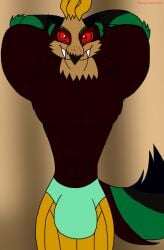 1boy abs absurdres anthro anthro_only anthrofied arms_behind_head avian bara beak bird black_beak blurry_background buff cameltail dark_red_body deviantart dilf fangs fangs_out furry hollow_body large_tail male male_only missycreatorarts monster my_singing_buff_or_bara_monsters my_singing_monsters owl owl_humanoid owlesque owlesque_(major_form) paironormal_carnival paironormals penis_bulge pipes red_eyes red_sclera redesign simple_background tagme tail topless underwear underwear_only unusual_anatomy