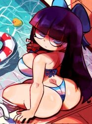 1girls ass azjack breasts female female_only large_ass large_breasts light-skinned_female light_skin looking_at_viewer looking_back panty_&_stocking_with_garterbelt solo stocking_anarchy thick_thighs thighs