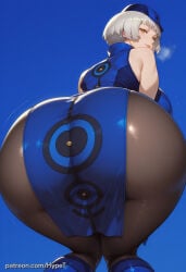 1girl ai_generated alternate_version_at_source ass_focus back_view big_ass big_breasts big_butt big_hips blue_outfit child_bearing_hips dress elizabeth_(persona) happy hat hips_wider_than_shoulders huge_ass huge_breasts hypet persona persona_3 persona_3_reload shiny shiny_skin short_hair steam steaming_body stockings tagme thick thick_ass thick_hips thick_legs thick_thighs thighs video_game_character video_games white_hair wide_hips yellow_eyes