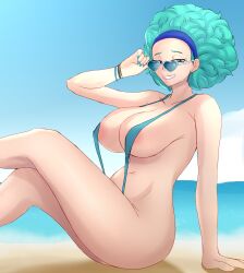 almost_naked beach blue_hair breasts bulma_briefs dragon_ball dragon_ball_z voidylv