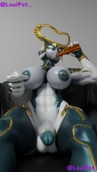 3d futa_only futanari hildryn_(warframe) hildryn_prime louipot muscular_female muscular_futanari nipple_piercing no_mouth warframe