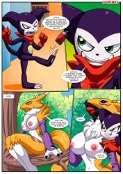 1boy 1girls anthro bbmbbf breasts comic digihentai digimon digimon_(species) female furry impmon impmon's_payback_(comic) male nipples palcomix renamon toon.wtf