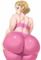 ai_generated blonde_hair princess_zelda smile yoga_pants zelda_(breath_of_the_wild)