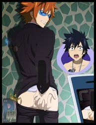 2boys ass blue-tinted_eyewear fairy_tail gray_fullbuster juanpi-2 loke_(fairy_tail) male multiple_males sunglasses tinted_eyewear yaoi