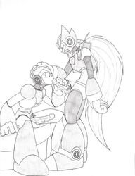 blowjob fellatio mega_man mega_man_x monochrome oral oral_penetration oral_sex sucking_tip trainer trainer_(artist) x_(mega_man) yaoi zero_(mega_man)