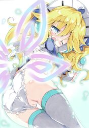 1girls artist_request ass blonde_hair blush compile_heart fairy fairy_wings hat histoire idea_factory long_hair looking_at_viewer looking_back neptunia_(series) open_mouth panties panties_aside pussy solo tagme tagme_(artist) tears vagina wings