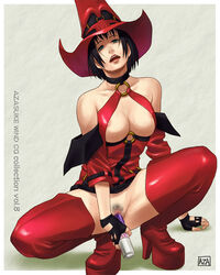 azasuke black_hair bob_cut censored dildo female_masturbation guilty_gear i-no masturbating masturbation short_hair solo tagme