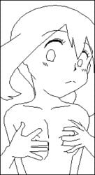 animated bloggerman blush breast_fondling breasts fondling fondling_breast human human_only may_(pokemon) monochrome no_bandana pokemon tagme touching