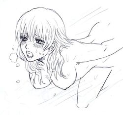 breasts kingdom_hearts kingdom_hearts_ii large_breasts long_hair lowres monochrome nipples nude olette open_mouth rough_sketch sex sigh square_enix