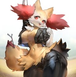 anthro belly_button big_breasts bra_visible_through_clothes braixen clenched_fist cute cute_expression cute_eyes cute_fang dress fat_ass female female_focus female_only floral_print fox furry furry_female furry_only hourglass_figure leather_jacket leather_pants panties_visible_through_clothing pokemon pokemon_(species) pokemon_xy pokemorph pose red_eyes smile sole_female solo solo_focus standing stick tagme thick_thighs thighs utterangle yellow_dress yellow_fur