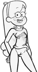 1girls accurate_art_style amigodan bottomless calarts_style disney disney_channel female female_only gravity_falls mabel_pines monochrome pussy solo straight_hair sweater tagme white_background