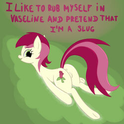 anus earth_pony equine female friendship_is_magic green_eyes hooves my_little_pony pink_hair pussy red_hair roseluck_(mlp) solo tail two_tone_hair two_tone_tail vaseline w300